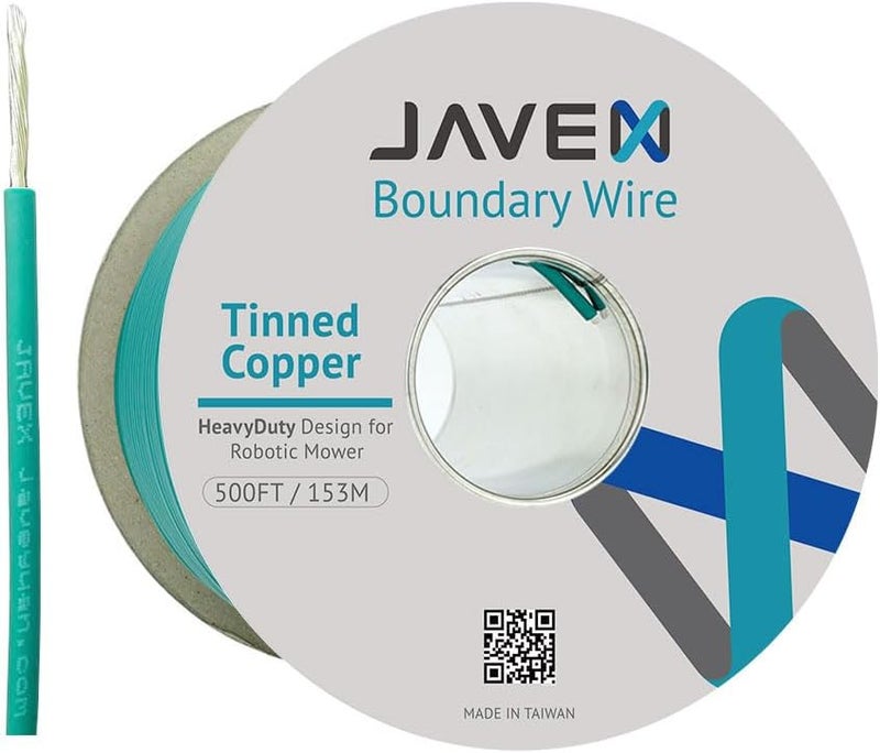 JAVEX Robotic Mower Boundary Wire Cable- Tinned Copper Heavy Duty Universal for Gardena, Husqvarvna, Worx and Other Lawn Auto-Mower Brands Installation Kit [3.4mm, 24x0.25mm] Green, 153M/500FT - Image 1